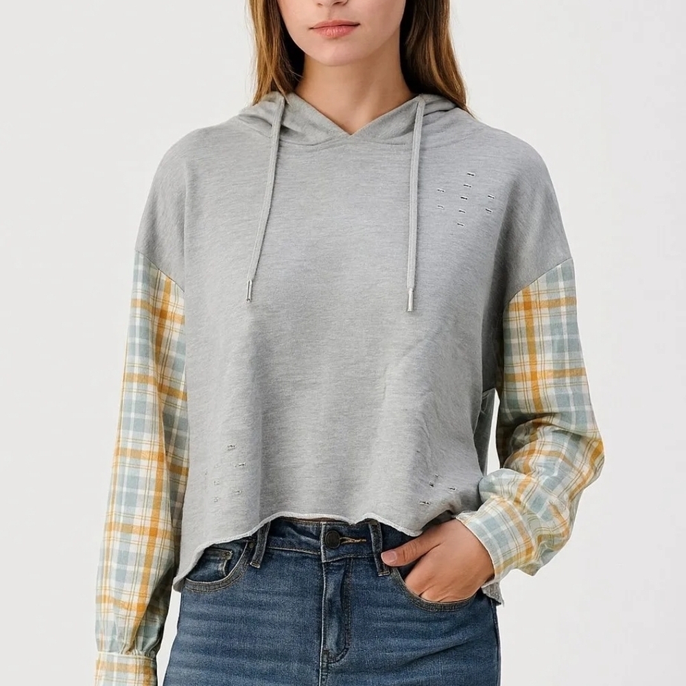 Dance & Marvel Sage Multi Distressed Hoodie M NWT
